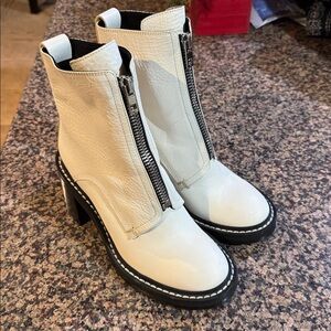 Women’s Rag & Bone white leather combat boots Size 38.5 size 8 exc Shiloh style